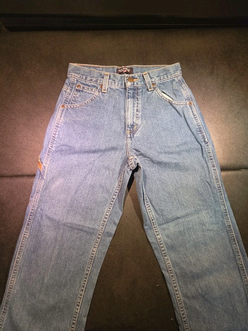 Vintage Polo Jeans Co Ralph Lauren Kids Size 10 Carpenter Blue Denim Leather Tag